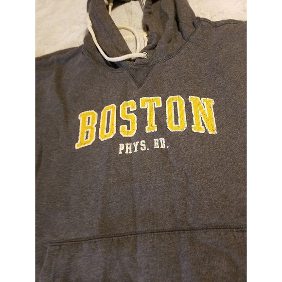 Old Navy Sweatshirt Mens Size 2XL Gray  Pullover Boston Phys Ed Hooded Grunge - Picture 6 of 10